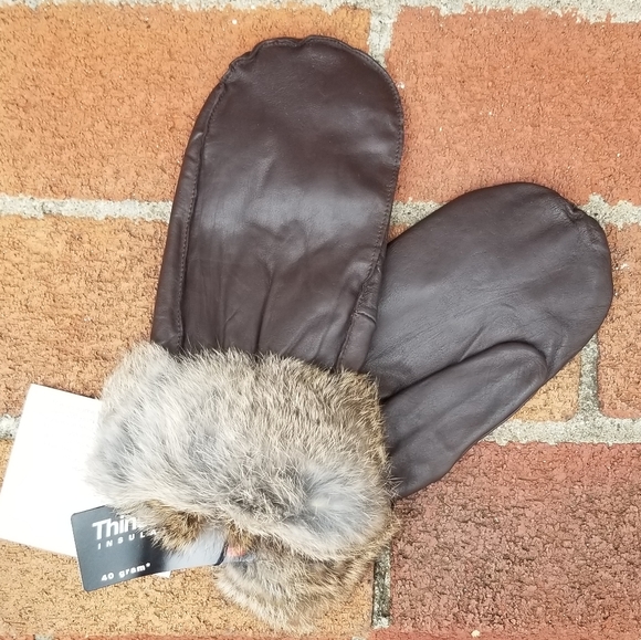 Fownes Accessories - Fownes Rabbit Fur Trimmed Leather Mittens